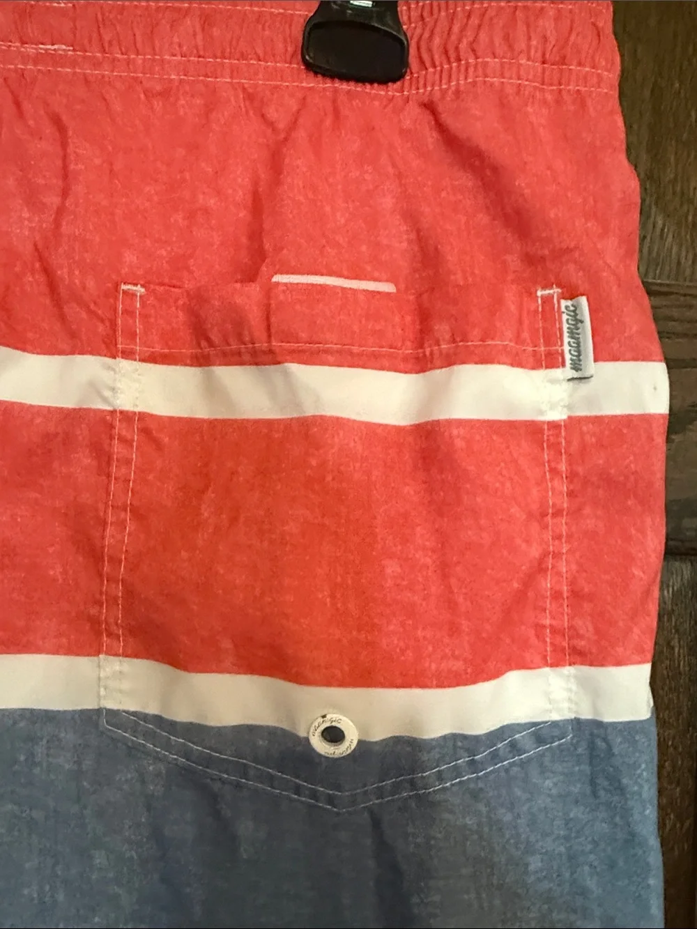 Maamgic Men's coral  and Blue Striped Swim Trunks XL
